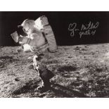 Mitchell Edgar Apollo 14 genuine signed authentic 10 x 8 colour photo of him on the moon. Good