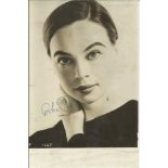 Leslie Caron signed 14cmx9cm sepia photo. (b1931) is a Franco-American film actress and dancer who