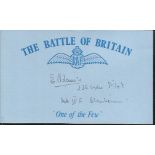 50 Battle of Britain pilots all signed on Battle of Britain printed blue autograph cards 4 x 3