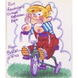 Ron Ferdinand. A beautifully hand drawn dedicated signed 10 x 8 inch cartoon of ‘Just Dennis’ by the