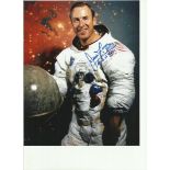 James Lovell signed 10 x 8 colour White Space Suit photo inscribed Apollo 13 Cmdr. Superb image with