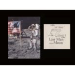 Apollo 17. Eugene Cernan. Photo of Cernan on the Moon with signature cut from his autobiography.