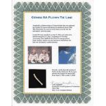 Gemini 9A genuine rare authentic signed space flown tie line. Flight-flown section of Nylon tie line