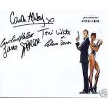 James Bond multi signed, a 20cm x 25 cm, 10 x 8 inches photo clearly signed by 5 sexy Bond girls,