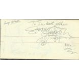 George Harrison signed autograph page. Dedicated to Ian with little doodle and dated 1990. Very good