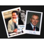 Political collection Tony Blair (poss autopen), Nick Clegg & Glenda Jackson signed photos 6 x 4 or