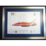 Red Arrows framed and mounted 2014 team Hawk print. Good condition