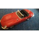Metal Red Open Top E Type Jaguar Rc2 2004 Bonnet and Two Doors Open Black Seats And Trim 10” Long 4”