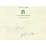 Roger Stott MP signature on House of Commons notepaper Good condition