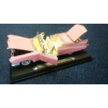 Plastic Pink Model Cadillac Maisto Eldorado Biarritz 1959 Open Top With White Seats, Bonnet And Boot