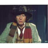 Tom Baker signed colour 10x8 Dr Who photo. Good Condition