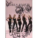 Girls Aloud signed 6 x 4 colour promo photo card signed by all FIVE, to Peter. Good condition