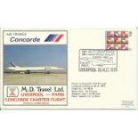 Pair of 25th August 1979 Concorde covers for the flight from Liverpool to Paris and return.