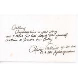 Flight Lieutenant G.C.C. Charles Palliser DFC Good personal handwritten note with excellent