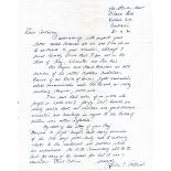 Flight Lieutenant Charles Palliser DFC Excellent modest hand written letter with fine signature of