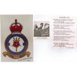 Air Vice Marshal David Scott - Malden DSO DFC Signature on photograph of 611 City of Liverpool crest