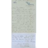 Wing Commander Eric Barwell DFC* Interesting 2-page handwritten letter from 264 Defiant ace with 6