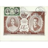 Monaco collection. 2 FDC s 1 large and 1 small b/w photo of Grace Kelly. Also has stamps and