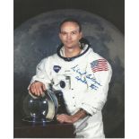 Michael Collins Scarce colour 8x10 high quality space suit portrait photograph autographed clearly