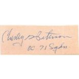 Colonel Chesley G. Peterson Signature of the highly decorated American who flew 130 combat
