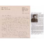 Group Captain Tom Dalton-Morgan DSO OBE DFC Good handwritten letter with fine signature of one of