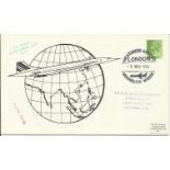 1976 Concorde 203 Round the World cover with stunning vintage illustration and Heathrow 2nd November