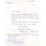 Squadron Leader Raymond 'Cheval' Lallemant DFC* Good letter with excellent signature of Belgian