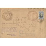 Large and highly unusual Tin Can mail cover. 1949 excellent condition envelope which was enclosed in