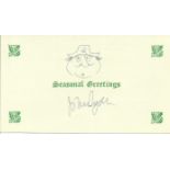 John Ryan Captain Pugwash sketch on Seasons Greetings card signed at the bottom. Good condition