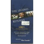 Lester Piggott signed on label fixed to 2007 Newmarket Race Day the Legend Returns. Good condition