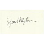 June Allyson signed white card. Died 2006 American actress, in 1951, she won the Golden Globe