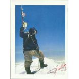 Sir Edmund Hillary signed 8 x 6 colour photo of him on top of Everest. Good condition