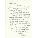 Ken Russell handwritten letter nice content including references to his Birthday photo exhibition.