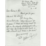 William Graham handwritten letter 1996, he played William in the Just William 1947 Film. Good