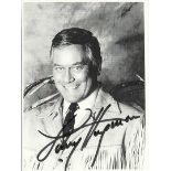 Larry Hagman signed small b x w photo. Good condition