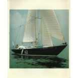 Naomi James signed 10 x 8 inch colour photo of her yacht Kriter Lade. Good condition