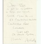 Acker Bilk hand written note replying to an autograph request. Good condition
