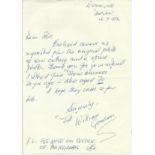 William Graham handwritten letter 2002, he played William in the Just William 1947 Film. Good