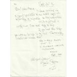 Eunice Gayson hand written letter 1996 replying to an autograph request. Actress best known for