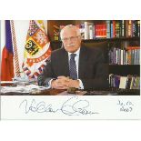 President Vaclav Klaus Czech Republic signed 6 x 4 inch colour photo sitting at his desk, comes with