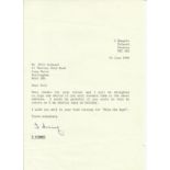 Sir Tom Finney signed typed letter 1990 regarding signing some shirts for a Help the Aged Charity.