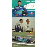 Nigel Mansell, Pedro Diniz, Peter Sauber signed on three 6 x 4 colour photos. Good condition Est.