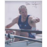 Sir Steve Redgrave. Olympic shot at end of race signed 10 x 8. Good condition Est. œ8 - 10