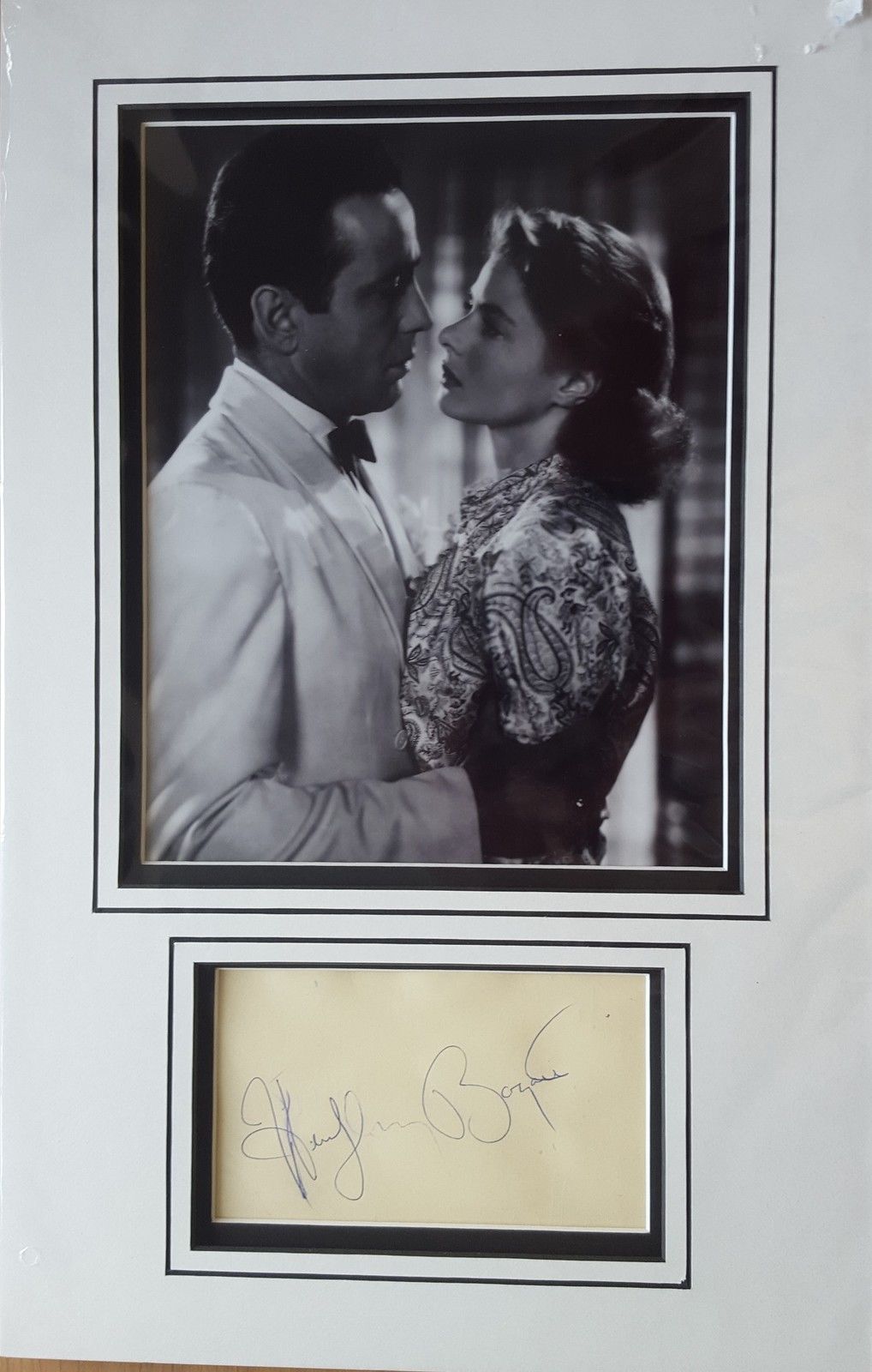 Humphrey Bogart Casablanca authentic signed autograph display. Very high quality mount and photo