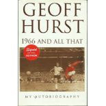 Geoff Hurst, Alan Ball & Bobby Charlton signed on two inside pages of hardback book 1966 and all