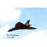 RAF Vulcan Bomber - 8x12inch photo signed by Vulcan bomber veteran Flt Lt Mike Pearson, AEO with