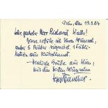 Josef Brandner hand written card autographed by WWII Panzer Ace Josef Brandner. Brandner (1915 -