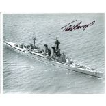 HMS Hood - 8x10 inch photo of HMS Hood signed by the last of only three survivors of Hood after