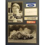 Russell Brookes Rally Champion signature piece matted with two photos in blue mount. Good
