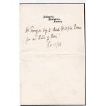 Tennyson Lord Alfred Lord Tennyson authentic genuine autograph signed letter, A 11cm x 17cm letter